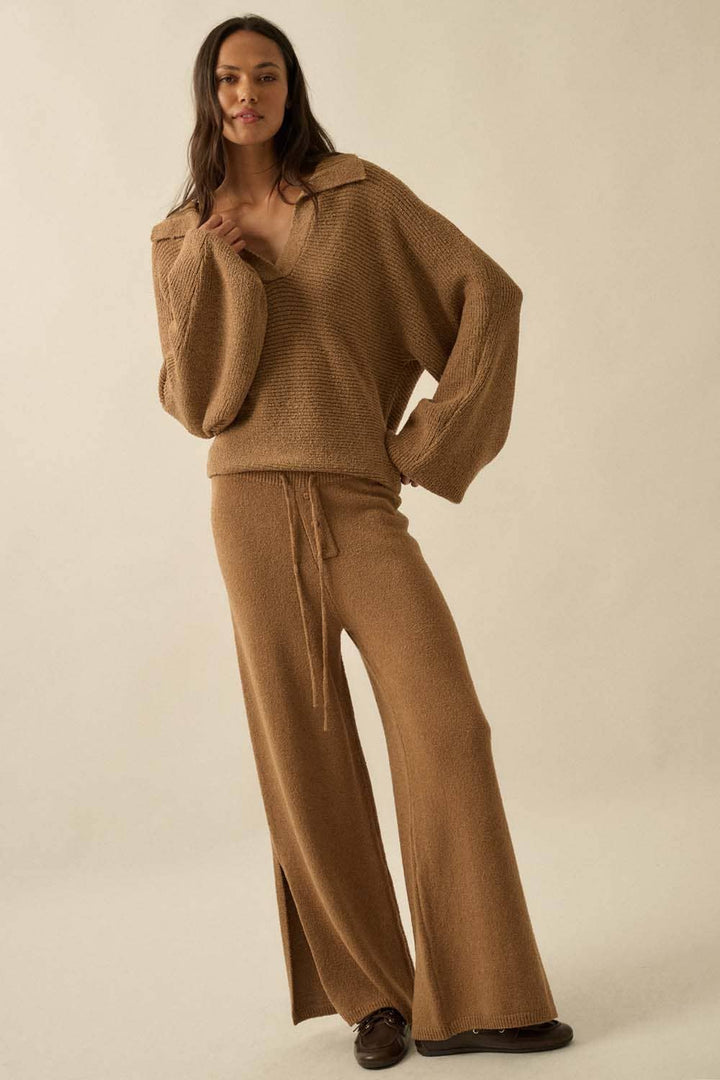 Knit Split-Hem Pants