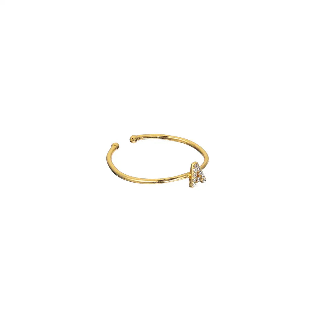 18K Gold Plated Adjustable Initial Ring