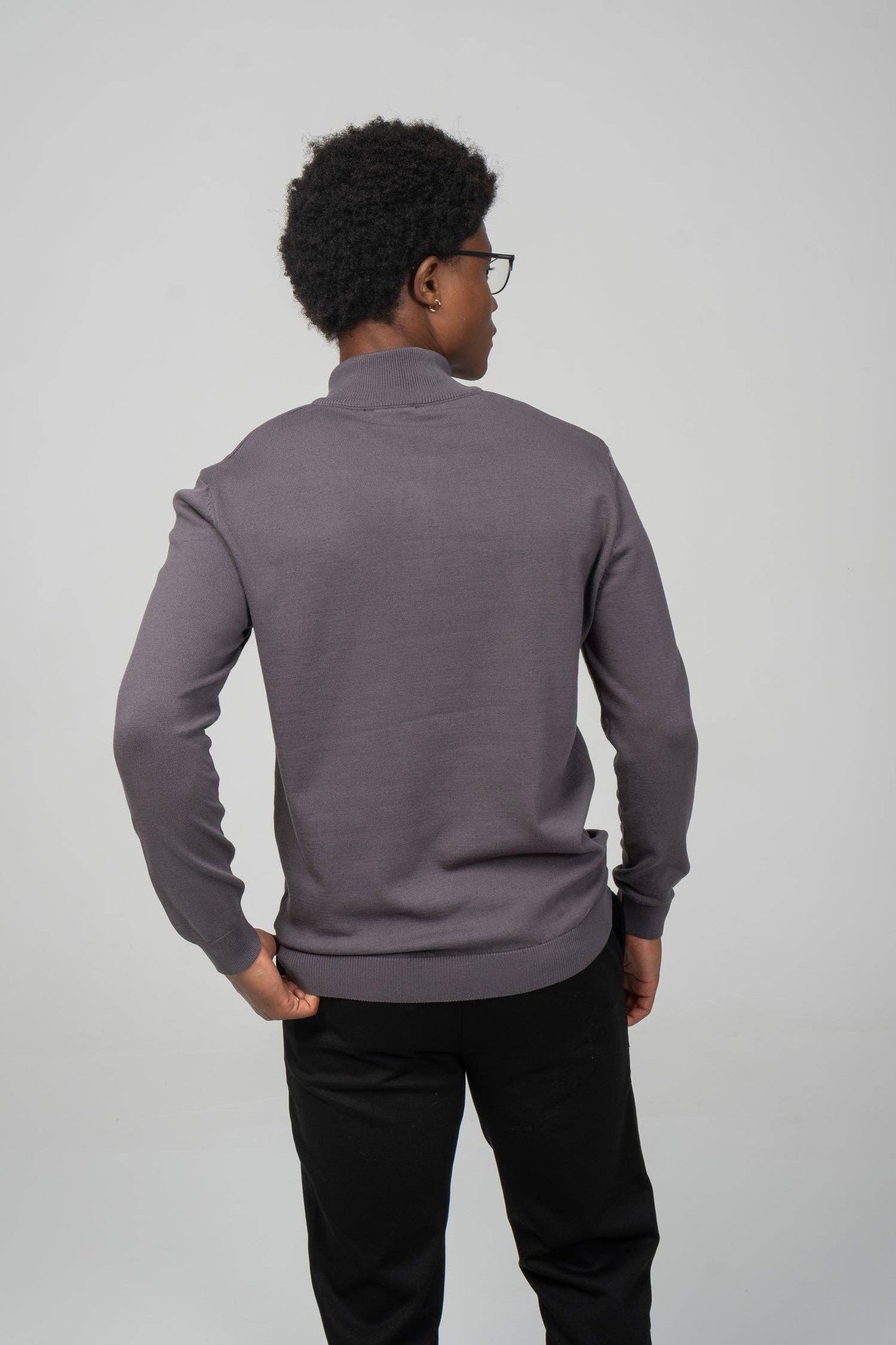 Men's Zipper Closure Mock Neck Sweater