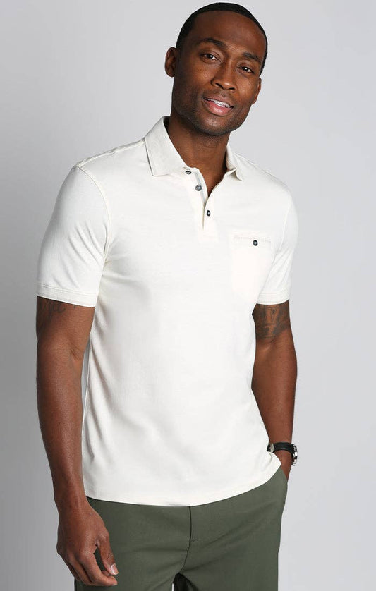 White Carlyle Luxe Interlock Polo