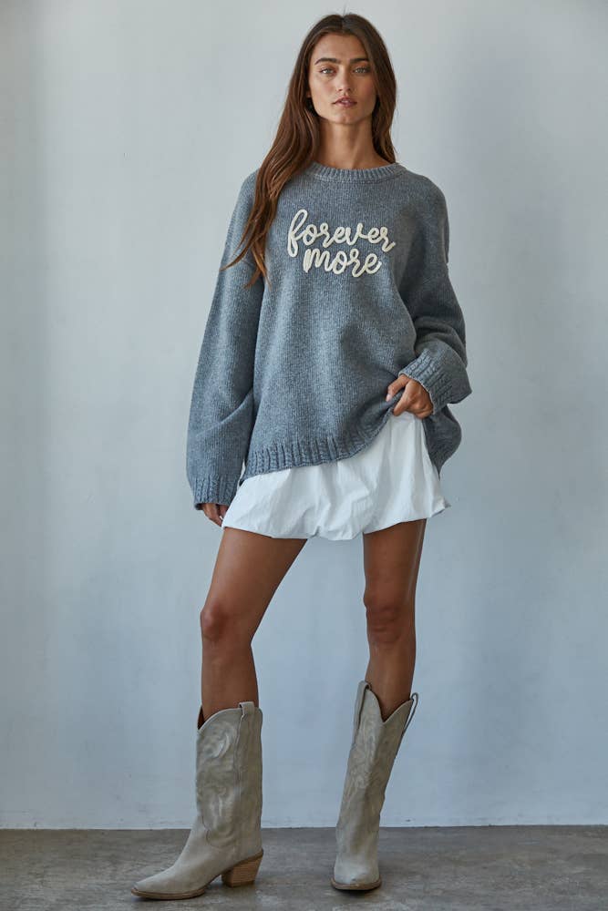 Hand Embroidered  "Forevermore" Knit Sweater