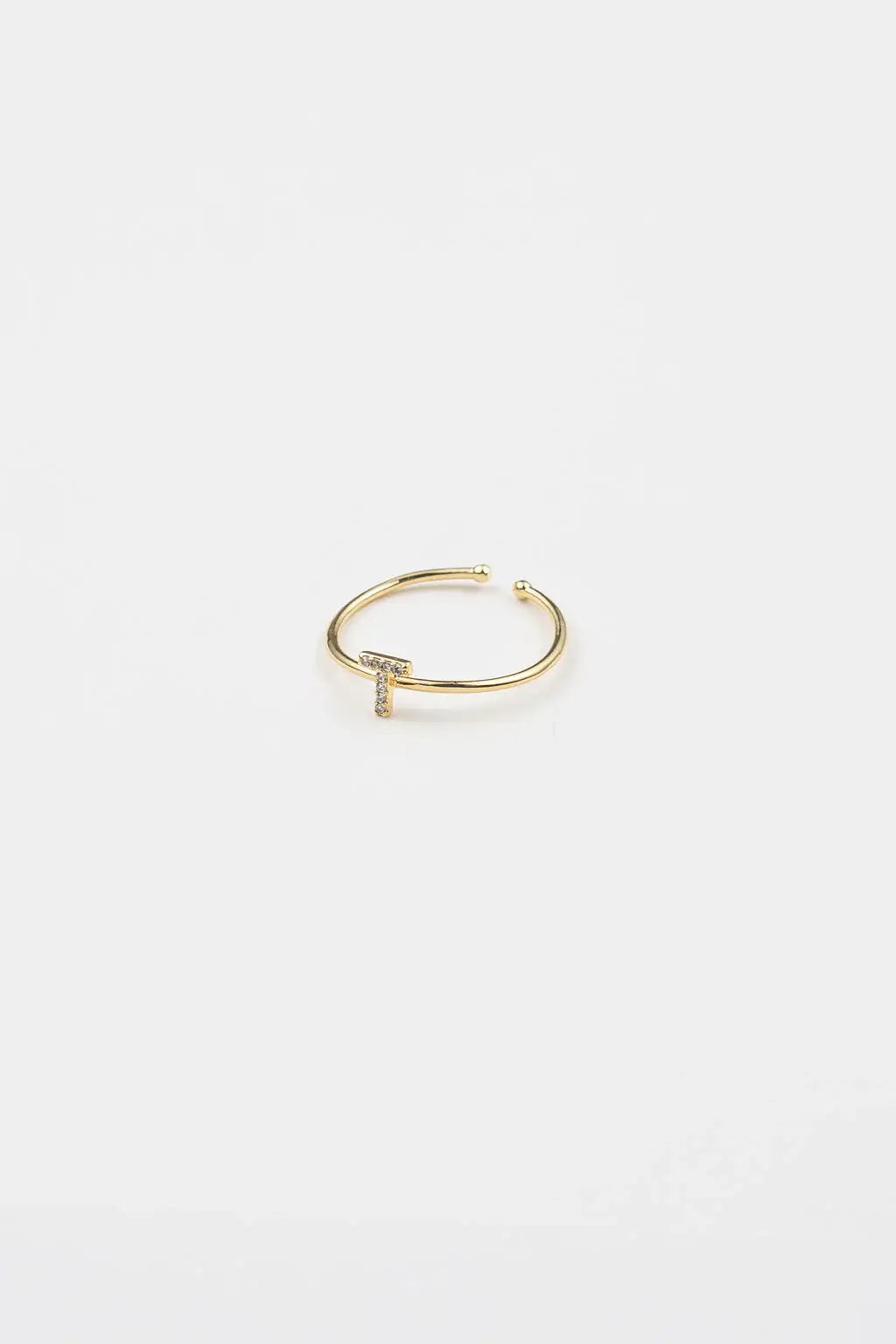 18K Gold Shiny Adjustable Initial Ring