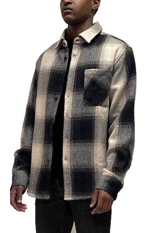 Unisex Flannel Shirt Jacket Shacket Long Sleeve