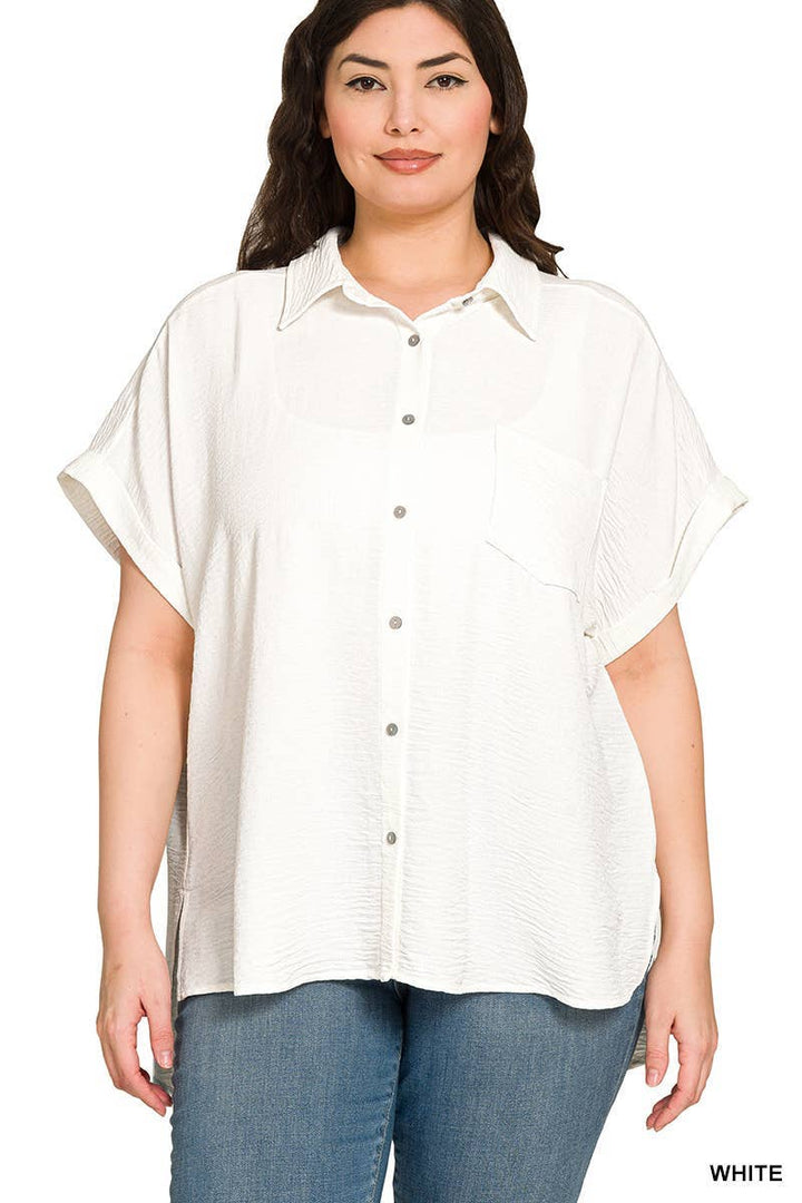 Plus Size Woven Button Down Shirt