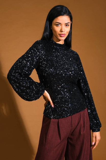 Black Sequin Top