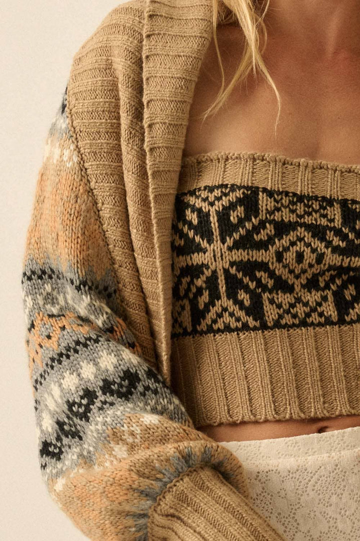 Alpine-Knit Shrug Cardigan and Tube Top Set