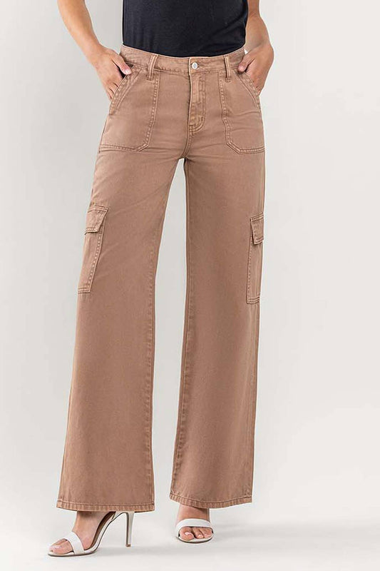 HIGH RISE UTILITY CARGO WIDE JEANS