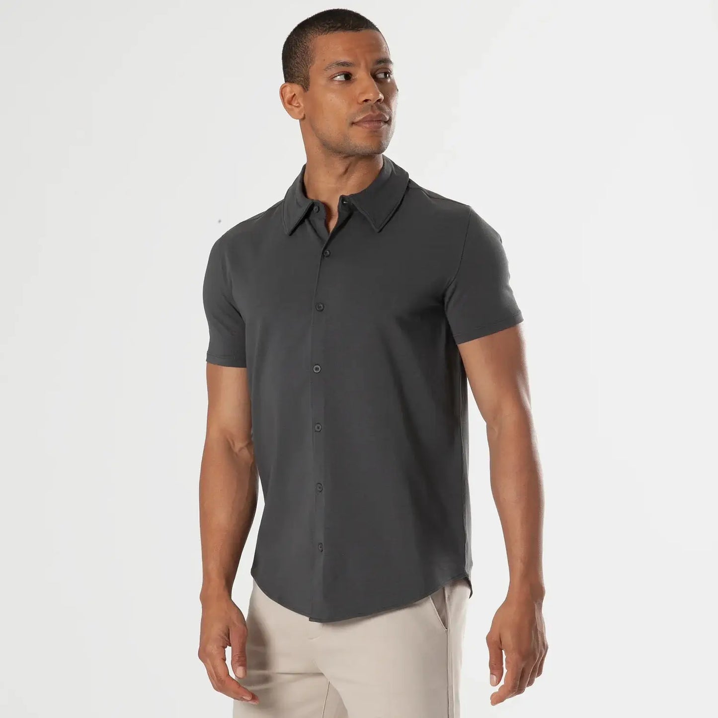 Short Sleeve Shirt | Button Up | Carbon