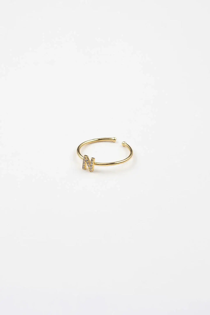 18K Gold Plated Adjustable Initial Ring