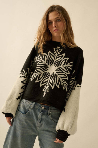 Snowflake Jacquard-Knit Dolman-Sleeve Sweater
