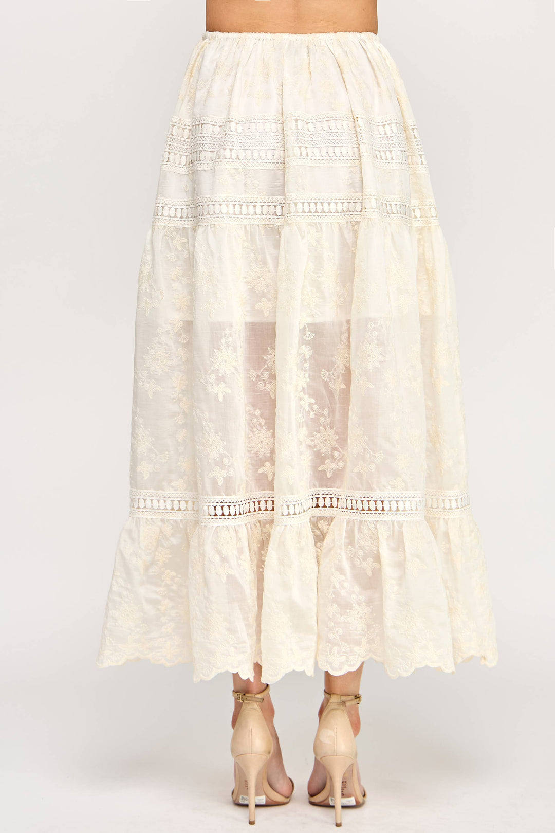 Embroidered Eyelet Lace Maxi Skirt