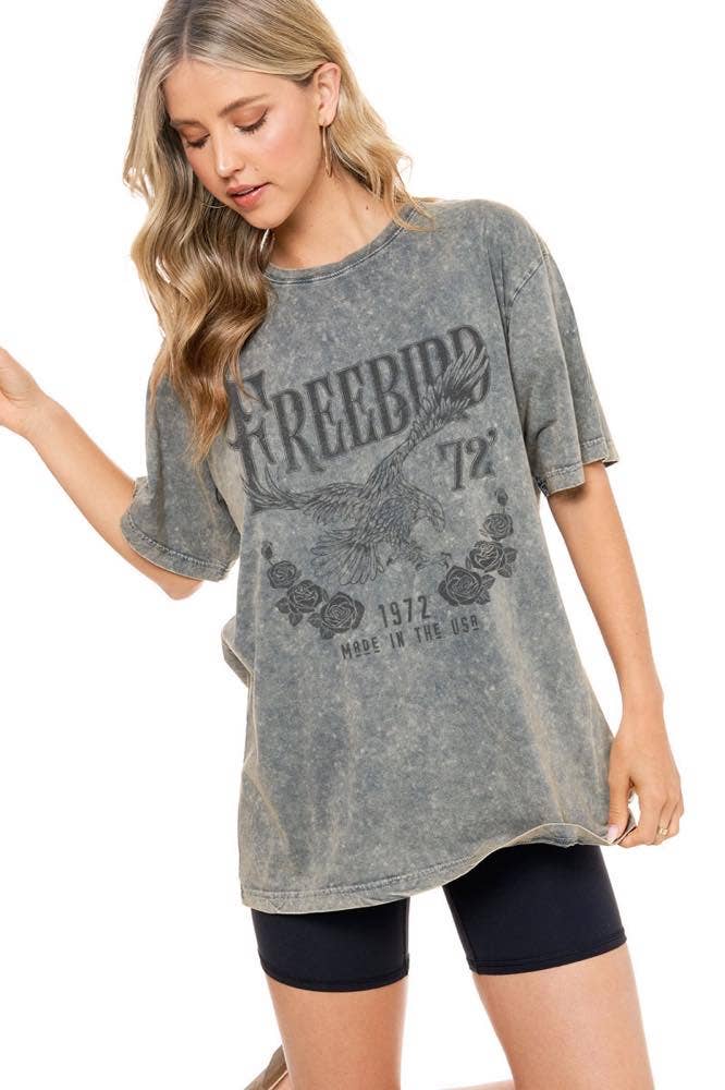 Free Bird 72 Vintage Graphic S/S Washed Boyfriend Tee
