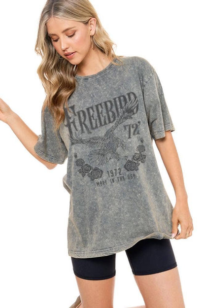 Free Bird 72 Vintage Graphic S/S Washed Boyfriend Tee