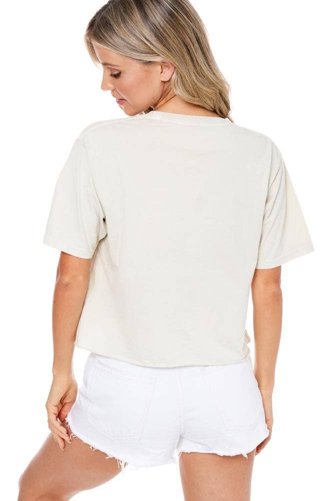 Free Spirit Rock N Roll Graphic S/S Washed Faux Crop Tee
