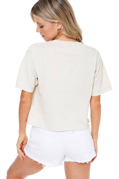 Free Spirit Rock N Roll Graphic S/S Washed Faux Crop Tee