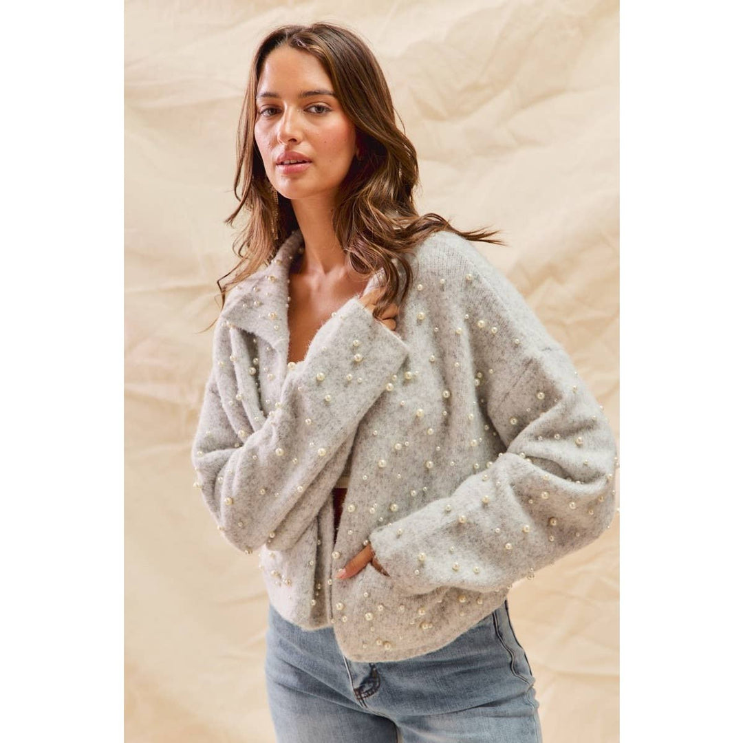 Pearl Embellished Soft Knit Cardigan