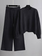 Stylish Loose High-Low Long Sleeve Sweater + Wide Leg Pants