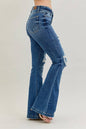 Judy Blue Midrise Button Fly Distressed Trouser Flare