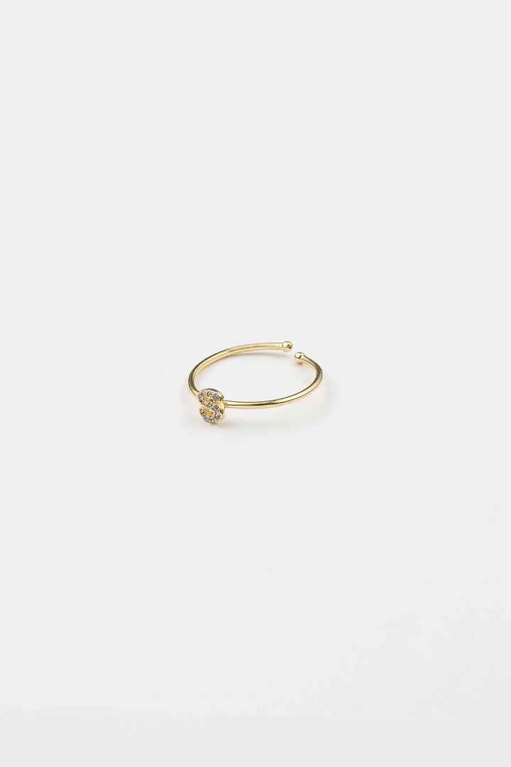 18K Gold Plated Adjustable Initial Ring