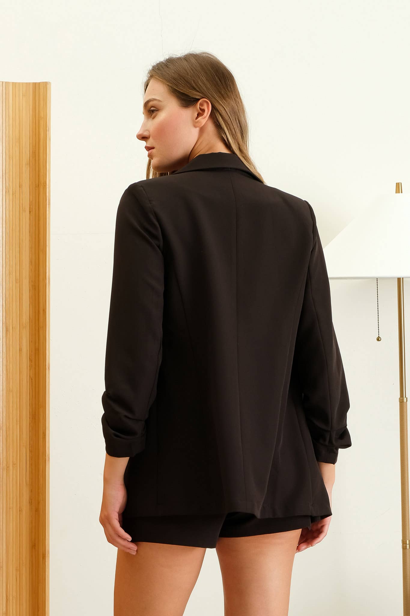 Notch Collar 3/4 Sleeve Blazer
