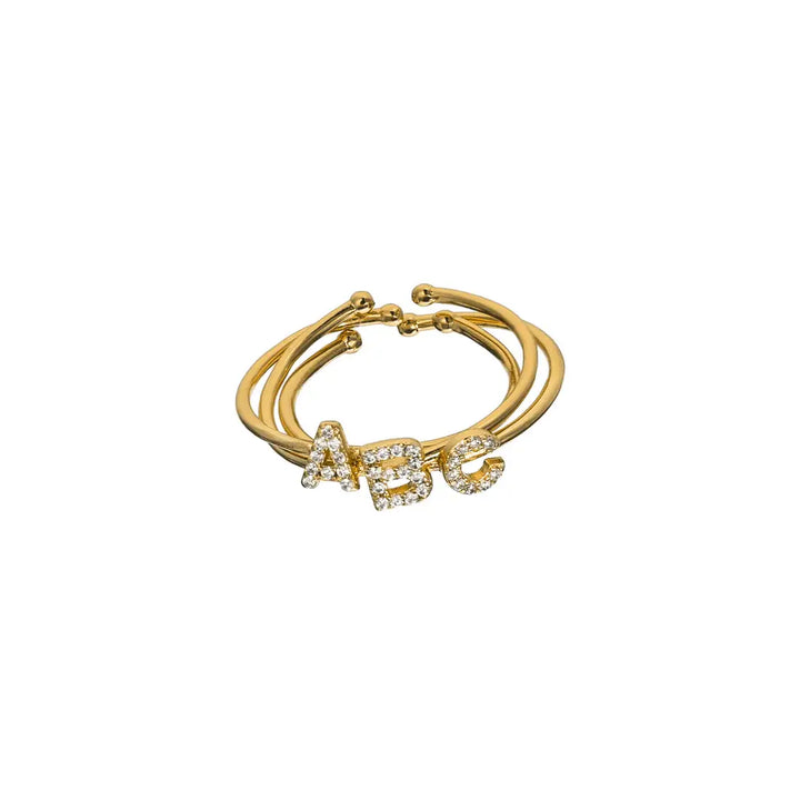 18K Gold Plated Adjustable Initial Ring