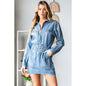 Metallic Foil Denim Utility Mini Dress