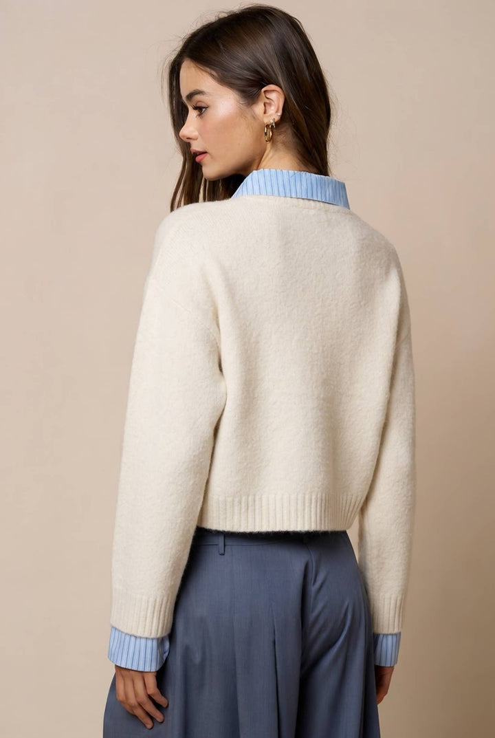 Collared Button Down Sweater Cardigan