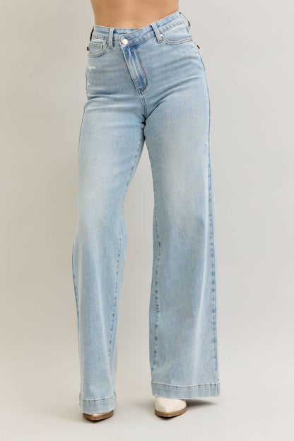 Judy Blue HW Criss-Cross Wide Leg