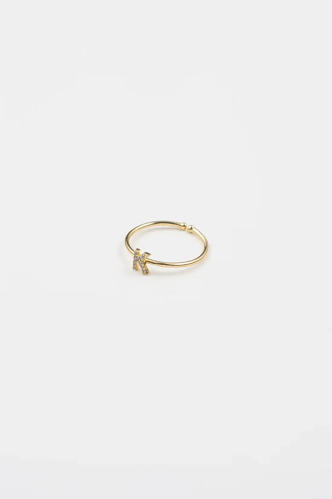 18K Gold Plated Adjustable Initial Ring