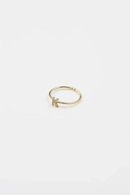 18K Gold Plated Adjustable Initial Ring