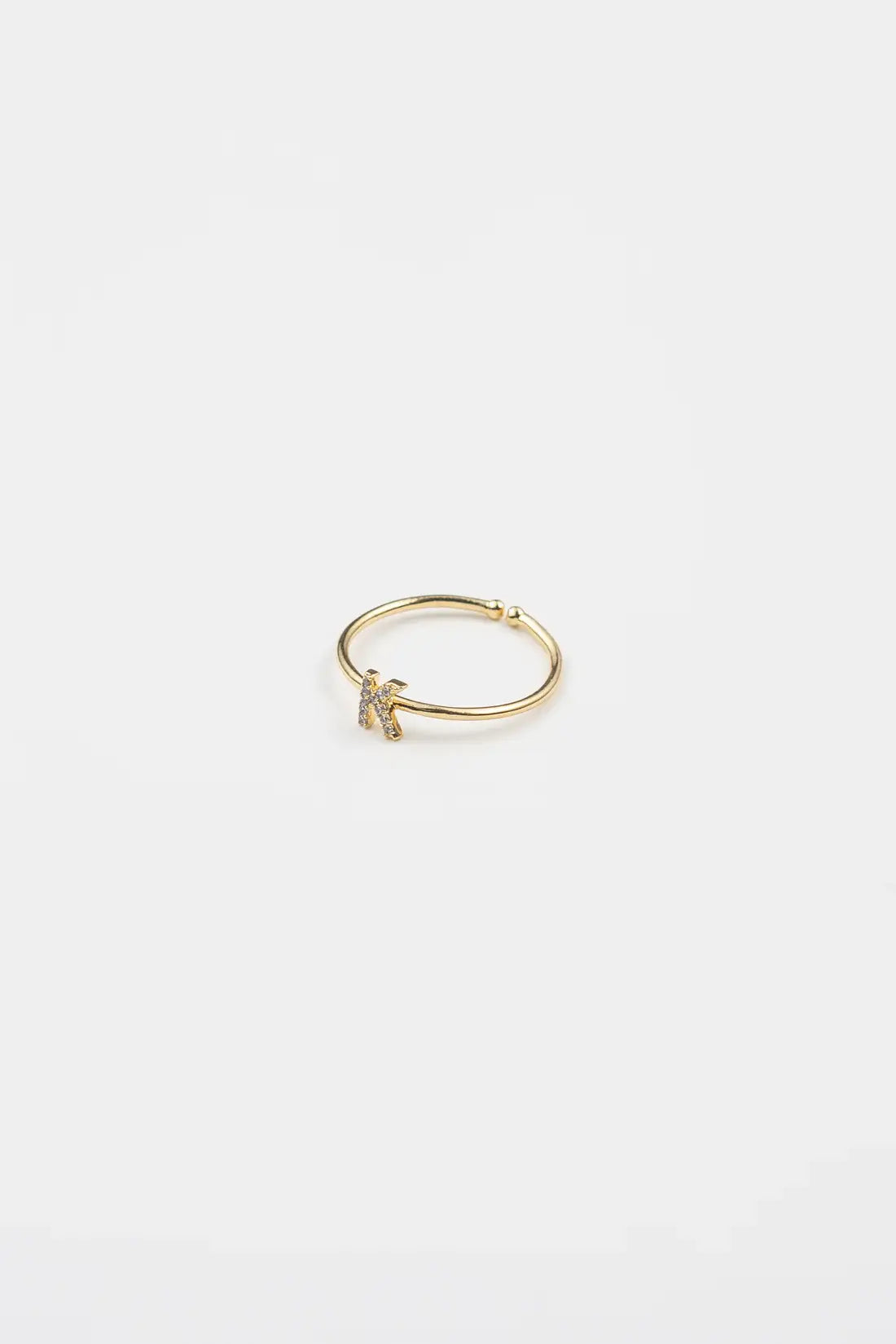 18K Gold Shiny Adjustable Initial Ring