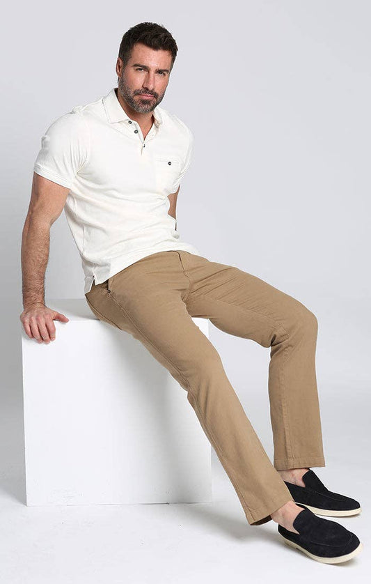 Khaki Straight Fit Stretch Bull Denim Pant