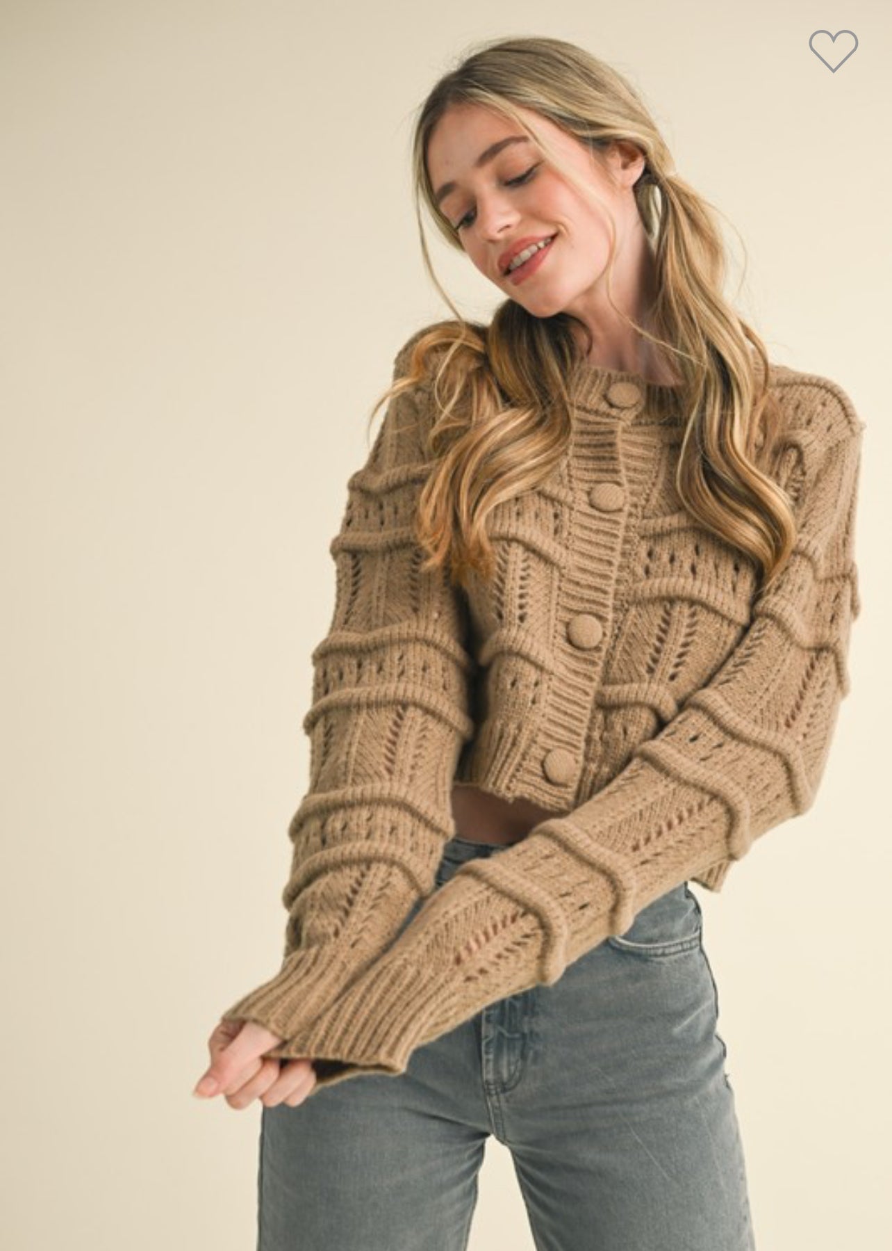 CROPPED POINTELLE CARDIGAN