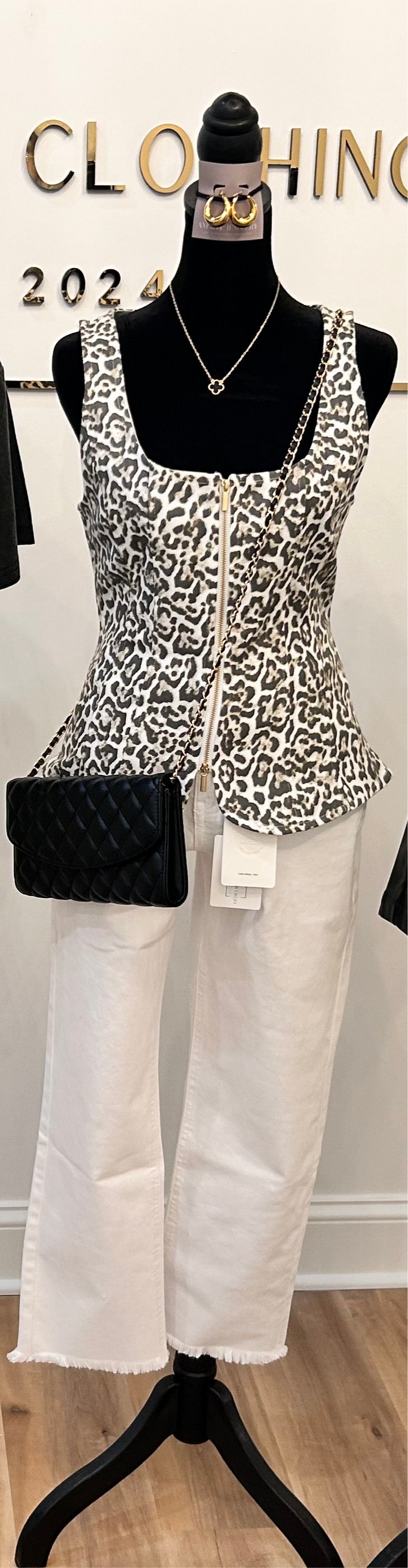 Leopard print woven vest