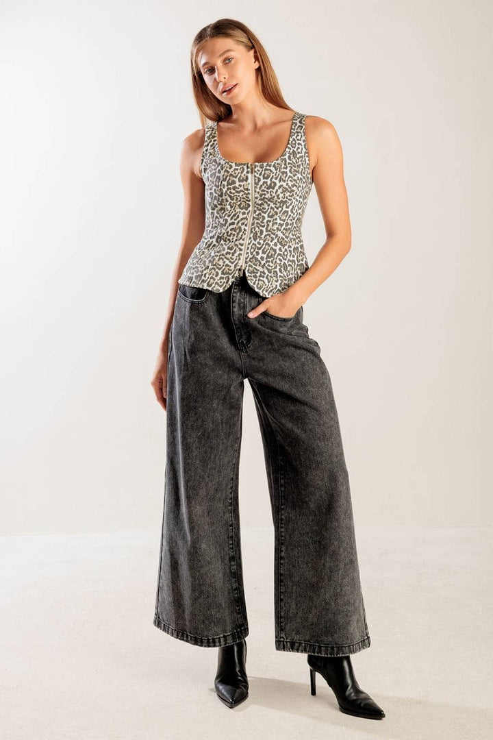 Leopard print woven vest