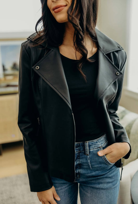 Faux Leather Moto Jacket