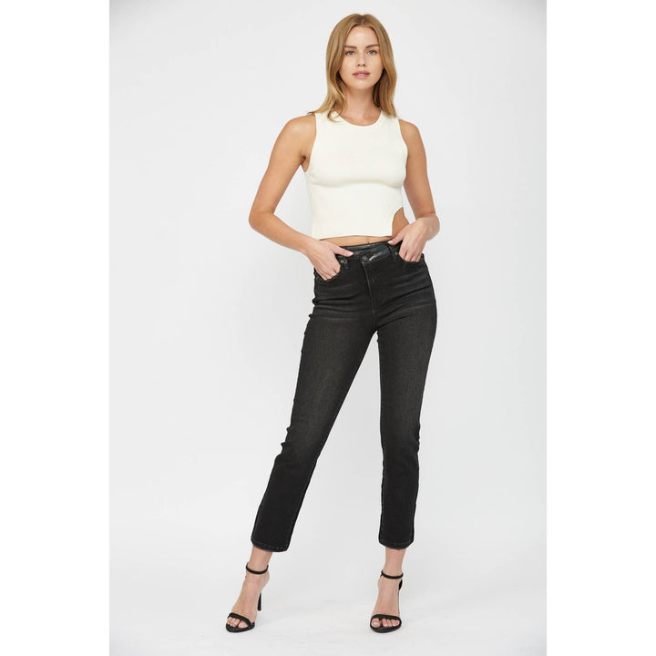 CRISS CROSS HIGH RISE SLIM STRAIGHT ANKLE