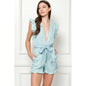 Chambray Ruffle neck Wasit belt Romper