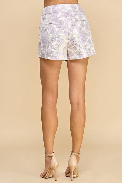 Textured Floral Shorts