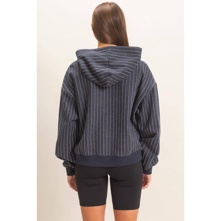 Navy Pinstripe Hoodie