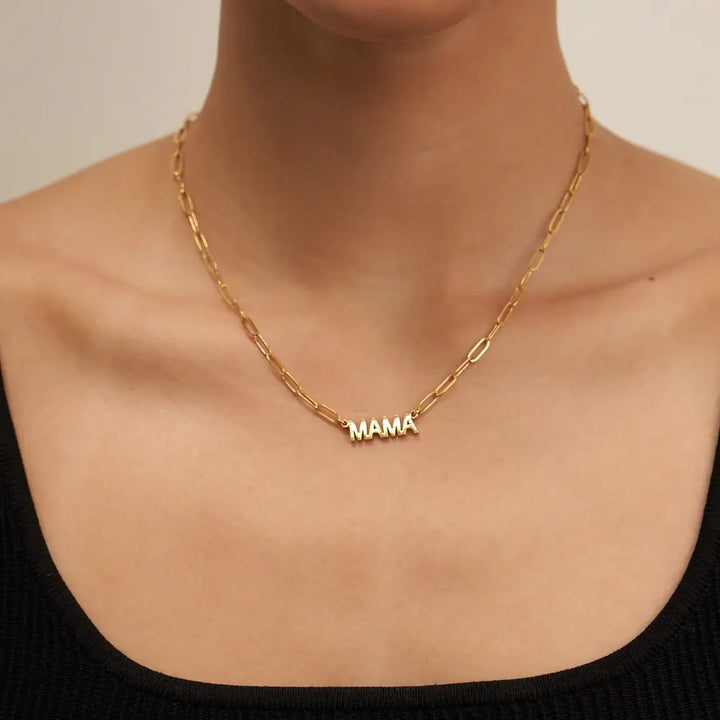“Mama” Demi-Fine 24K Gold Necklace – Handmade