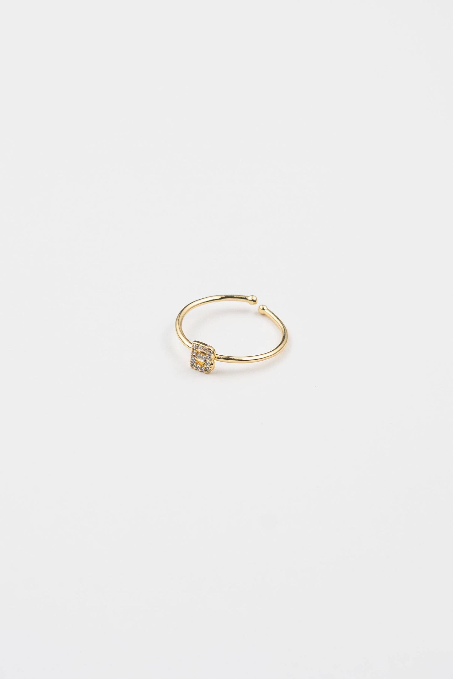 18K Gold Shiny Adjustable Initial Ring