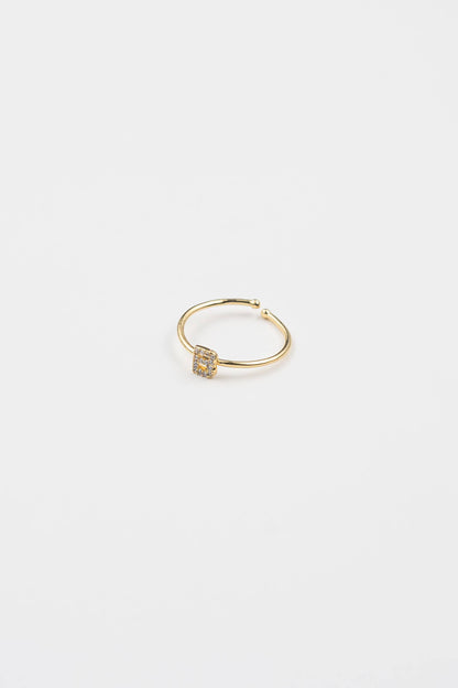 18K Gold Shiny Adjustable Initial Ring