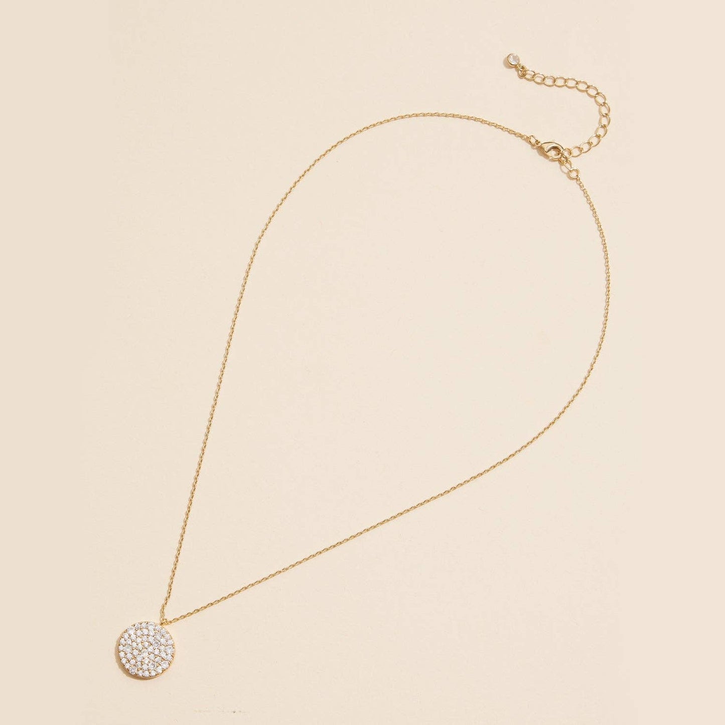 Cubic Zirconia Round Pave 18K Gold Dipped Necklace