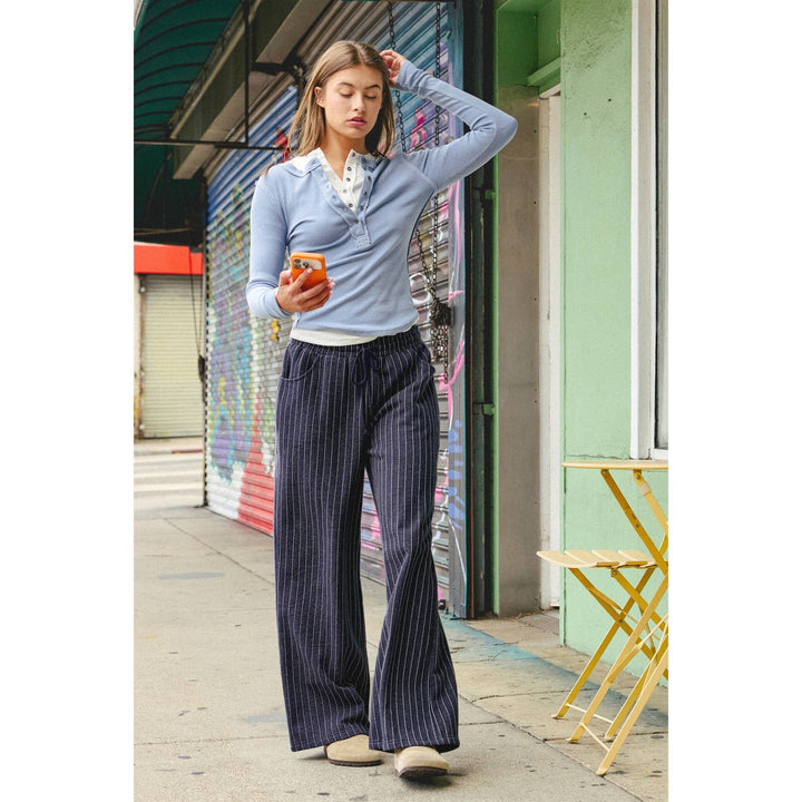 Pinstripe drawstring