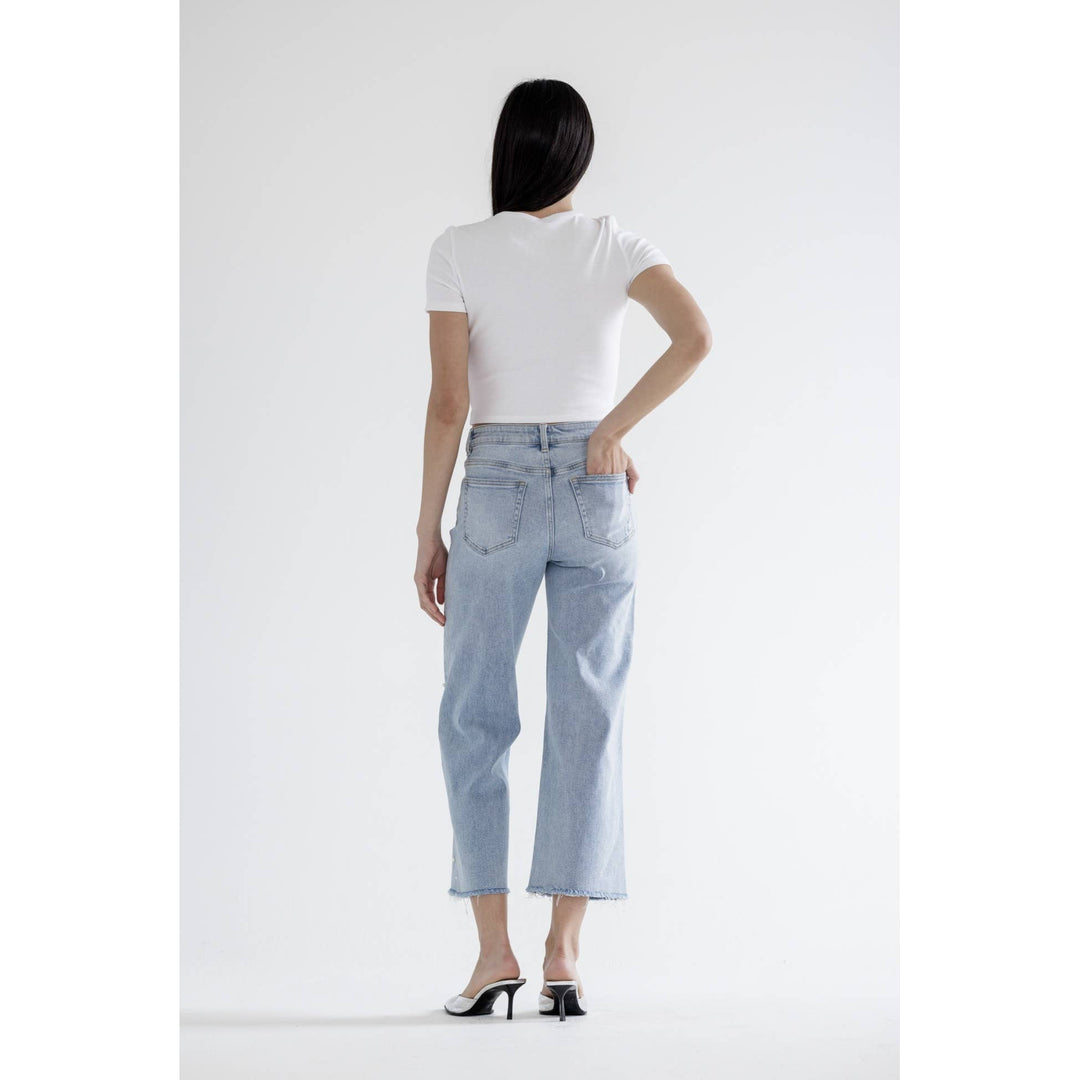 HIGH RISE WIDE LEG CROP WITH EMBELLISHMENT