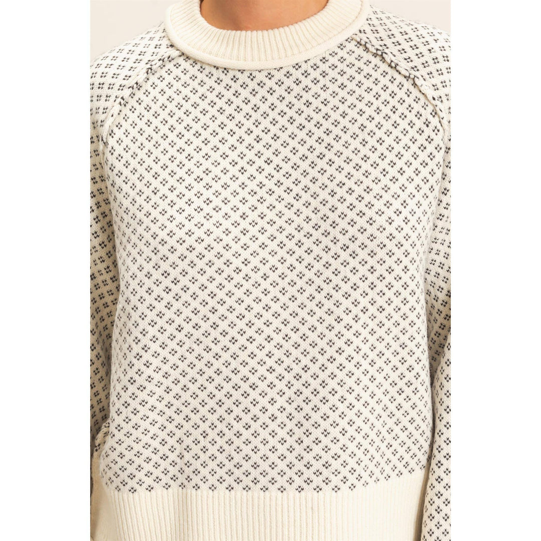 Patterned Mock Neck Sweater