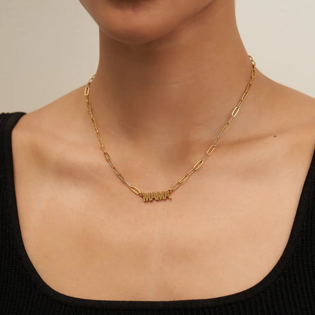 “Mama” Demi-Fine 24K Gold Necklace – Handmade