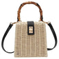 Bamboo Handle Woven Rattan Straw Wicker Shoulder Bag