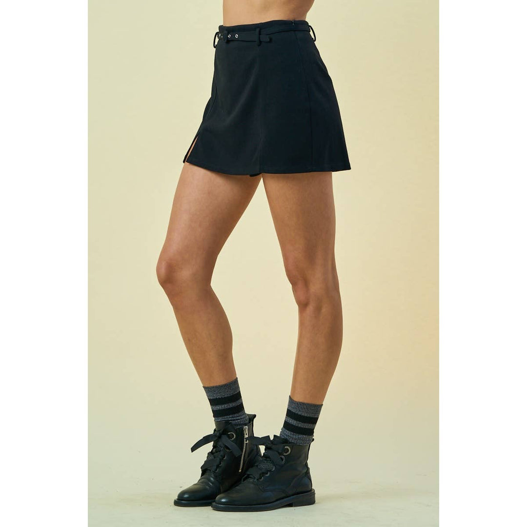 Side Slit Belted Skort